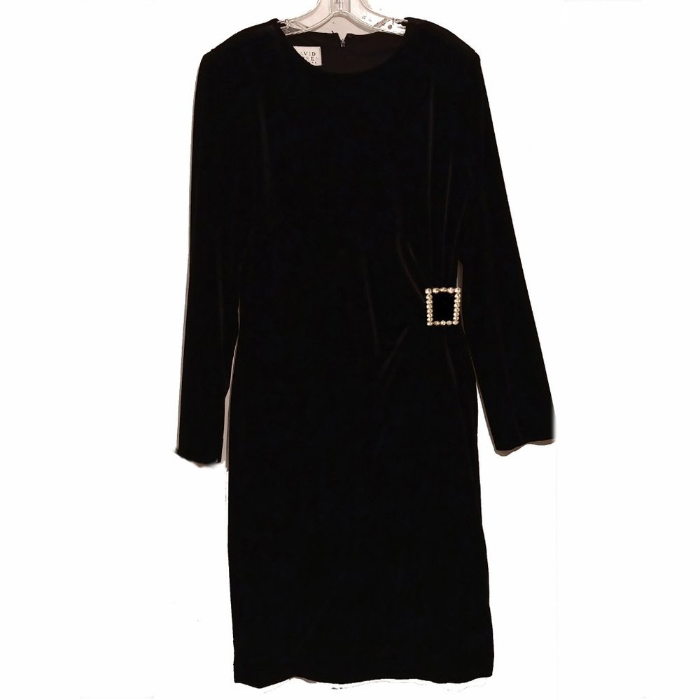 David Warre New York Black Velure Gown Size 10